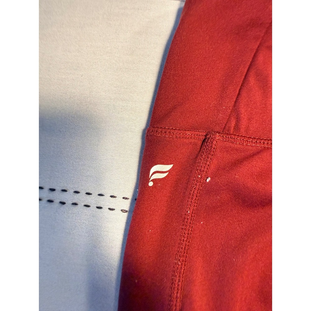 Fabletics Motion365 Leggings Burgundy Red Pink Ankle Zip Pockets Womens‎ Medium - Picture 3 of 7